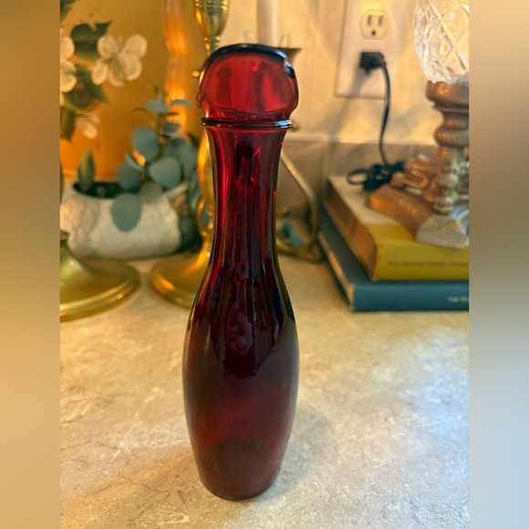 Vintage Anchor Hocking Royal Ruby Vase Pitcher Depression Glass 7.75" - Picture 6 of 11